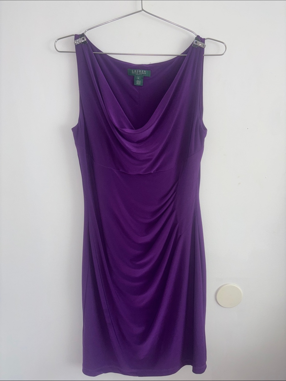 Lauren Ralph Lauren Purple Sleeveless Draped Cowl Dress